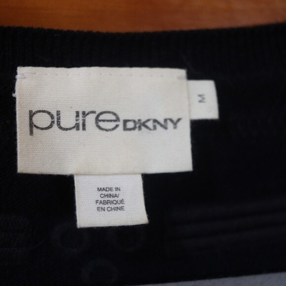 Pure DKNY Black Mirrored Short Sleeve Cardigan Linen Blend Medium - Picture 8 of 9